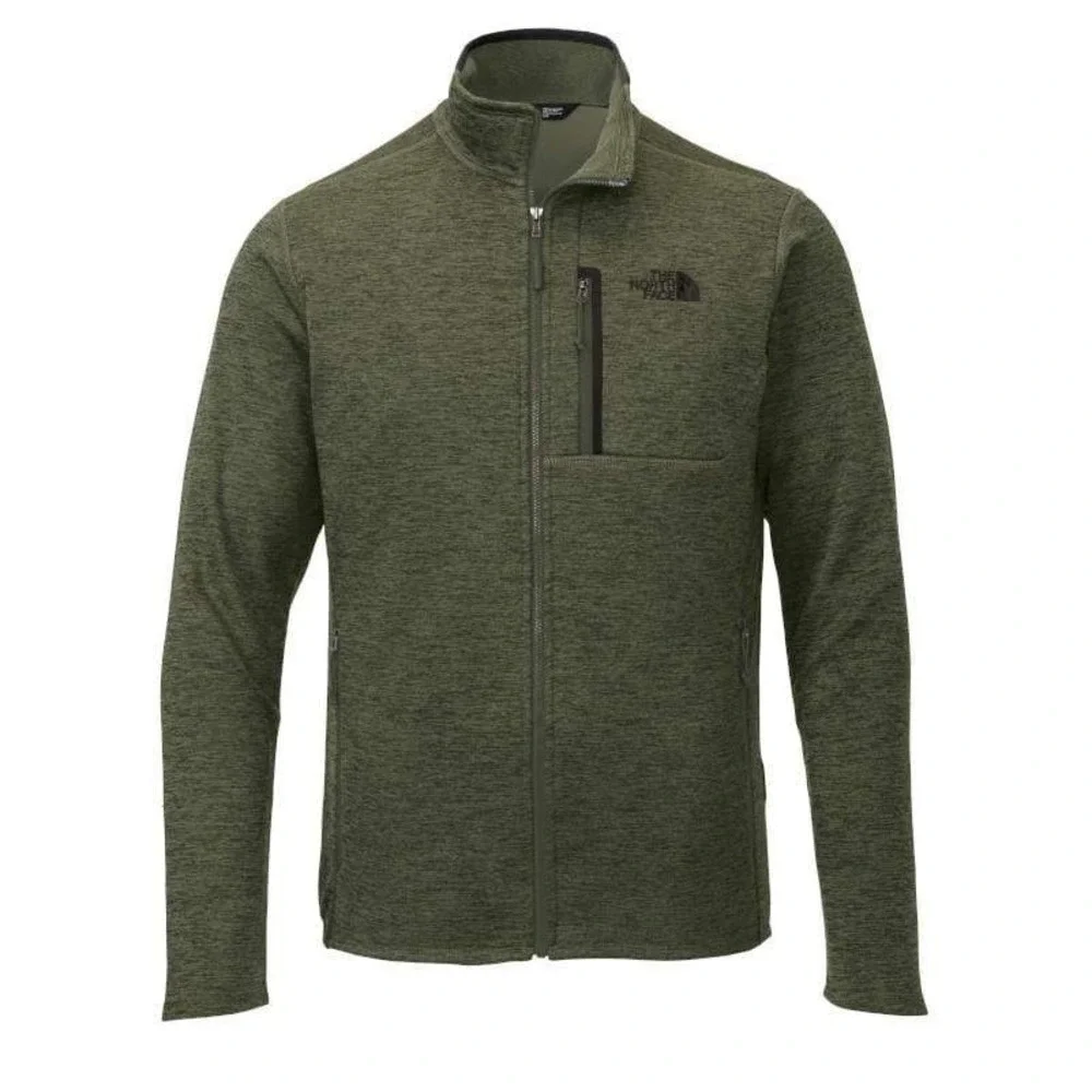 The North Face Skyline Full Zip Fleece Jacket Mens Green Heather Corporate Logo
